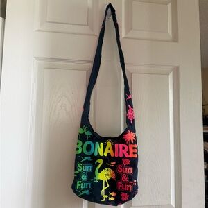 Bonaire Neon Graphic Sling Bag - Black with Rainbow Print